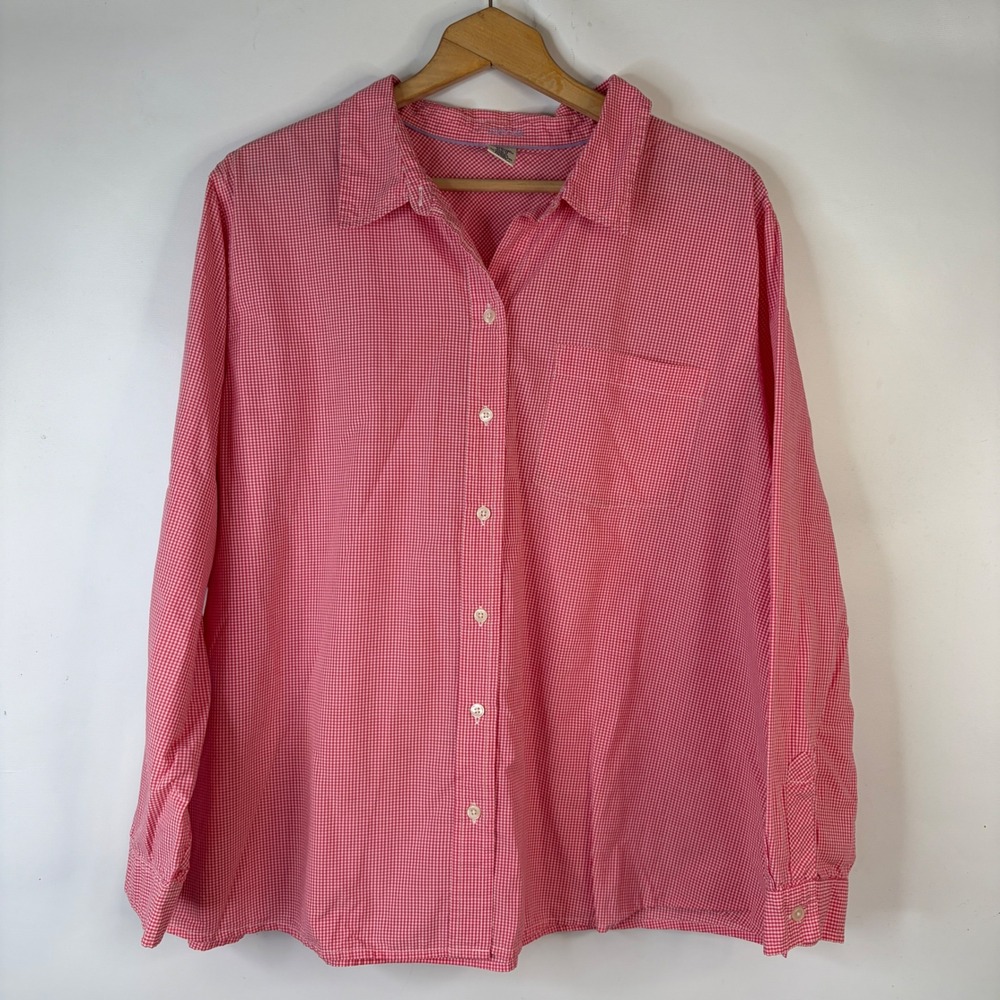 Cherokee Button Down Shirt Women 24W Red Gingham Long Sleeve Cotton Blend